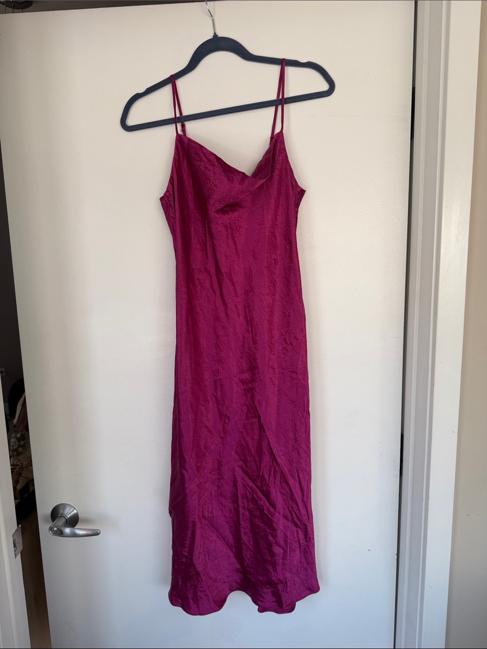Aritzia Fuchsia Satin Slip Maxi Dress